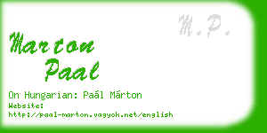 marton paal business card