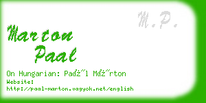 marton paal business card